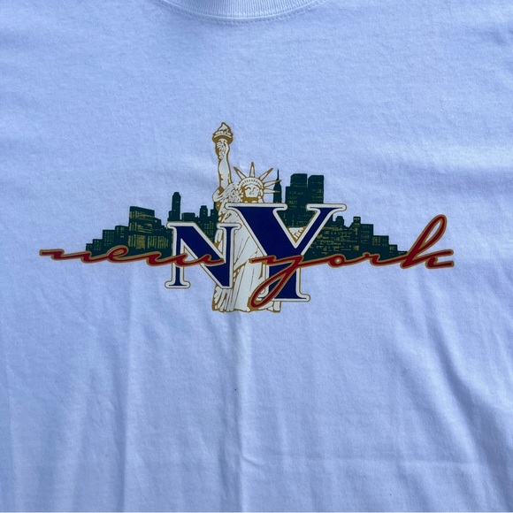 Vintage White NYC New York Skyline T-shirt Size XL Anvil T-shirt Used - Picture 2 of 5